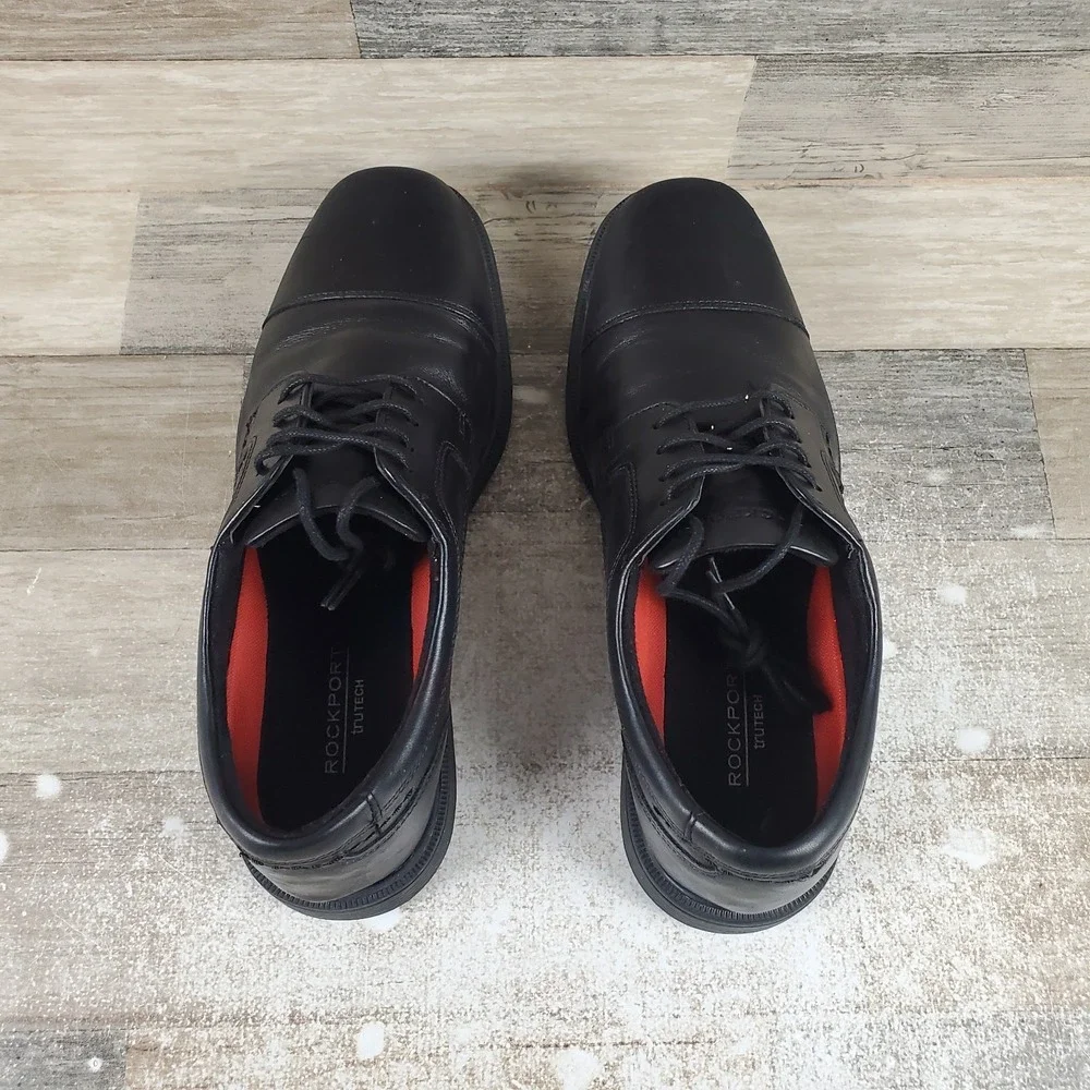 Rockport Taylor Mens Dress Shoes Sz 8 M Black Leather Waterproof Lace Up Cap Toe